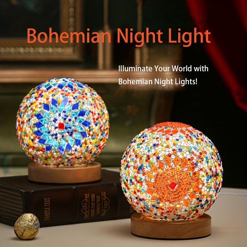 Mosaic Glass Globe Table Lamp