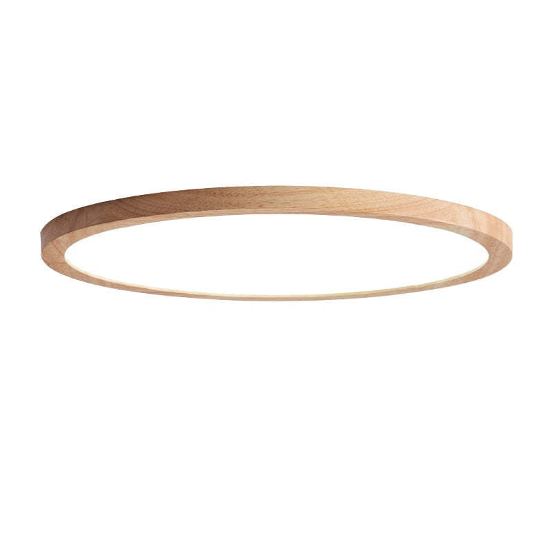 Aveno compact ceiling light with wood rim and acrylic diffuser on a plain white background