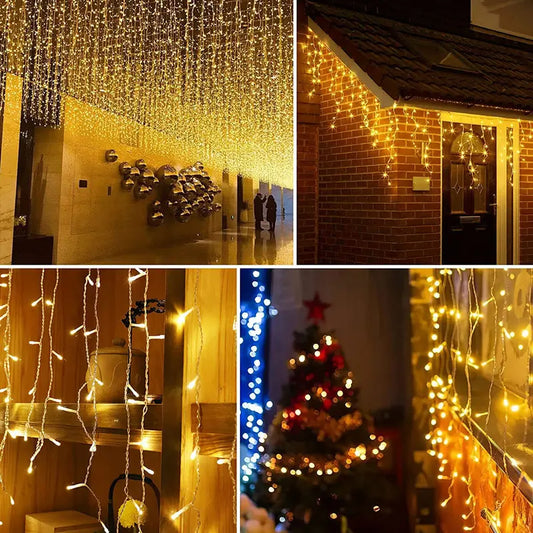 Cascade Solar Icicle String Lights 10m