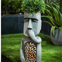 Sculpted Face Solar Planter