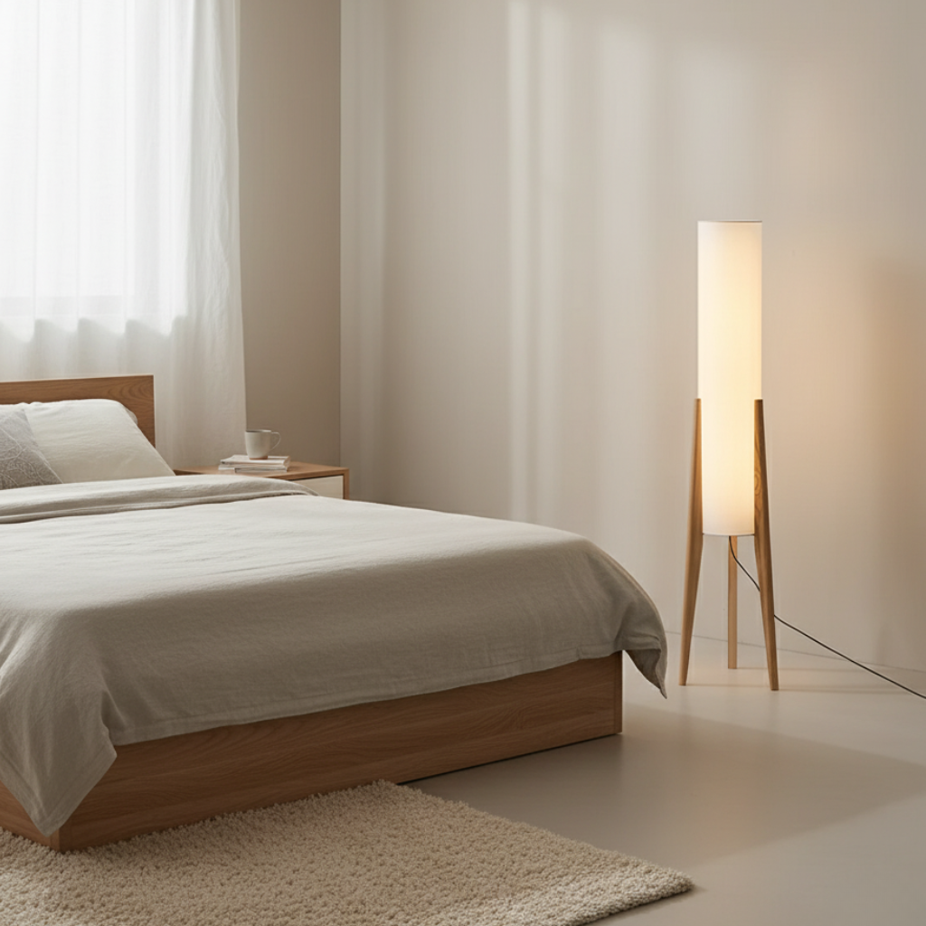 Nordic Walnut Reading Floor Lamp 127cm