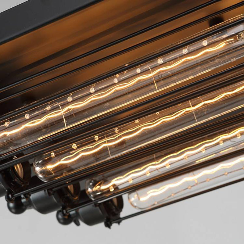 Close view of the Grindo tubular filament bulbs and slim wire guards