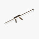Vixa linear spotlight ceiling bar in matt black with two brass tipped adjustable spot heads on a plain background