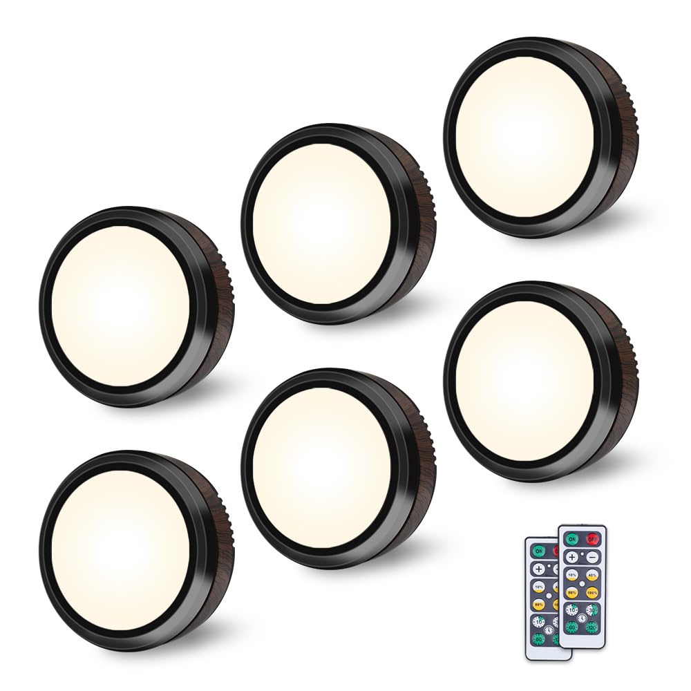 Remote-Control LED Puck Lights, Set of Six