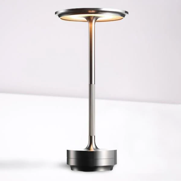 Rotating metal cordless desk lamp