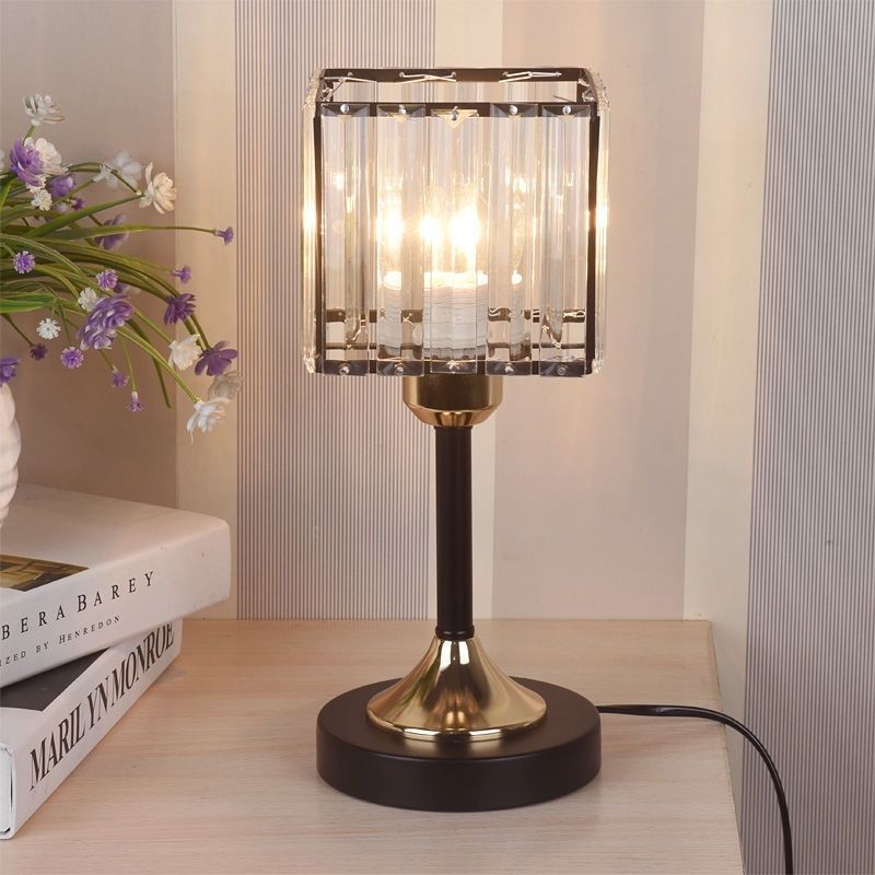 Crystal table lamp lit