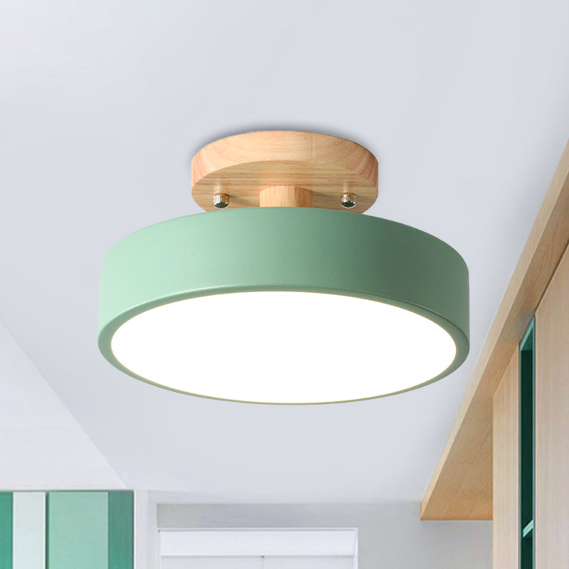 Scandinavian wood drum ceiling light