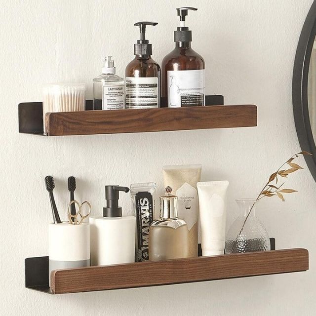 Solid Wood Bathroom Shelf