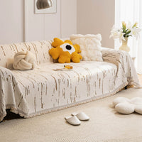 Driftwood Jacquard Tassel Sofa Cover