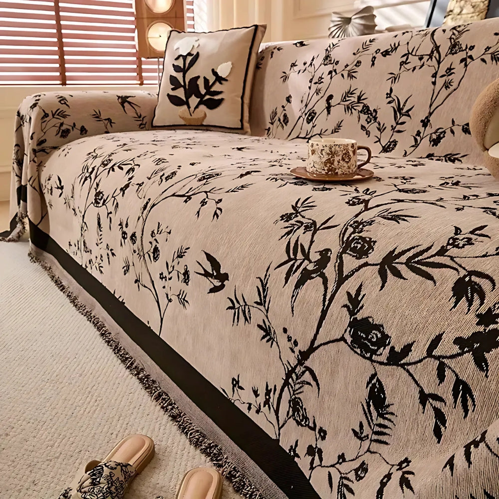 Ormel Floral Chenille Sofa Cover