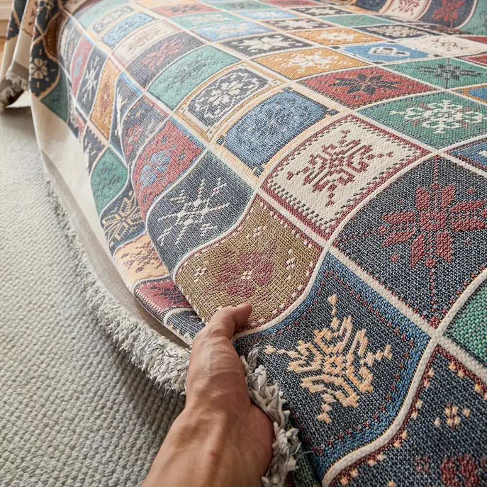 Boho Knitted Tassel Sofa Cover