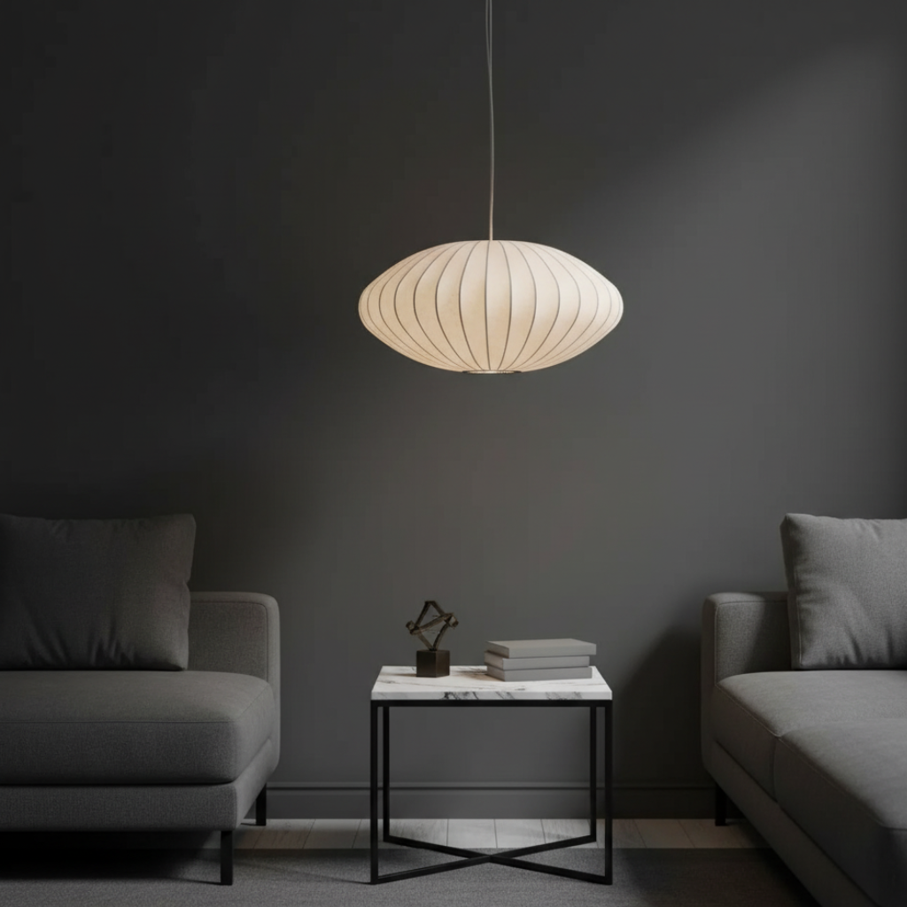 Japandi Knitted Silk Pendant Light