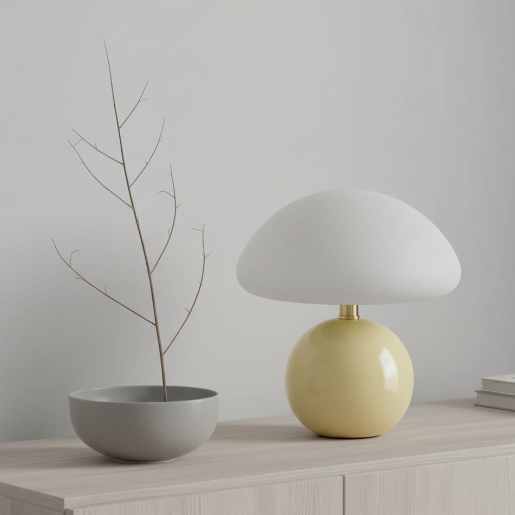 High Gloss Ceramic Mushroom Table Lamp