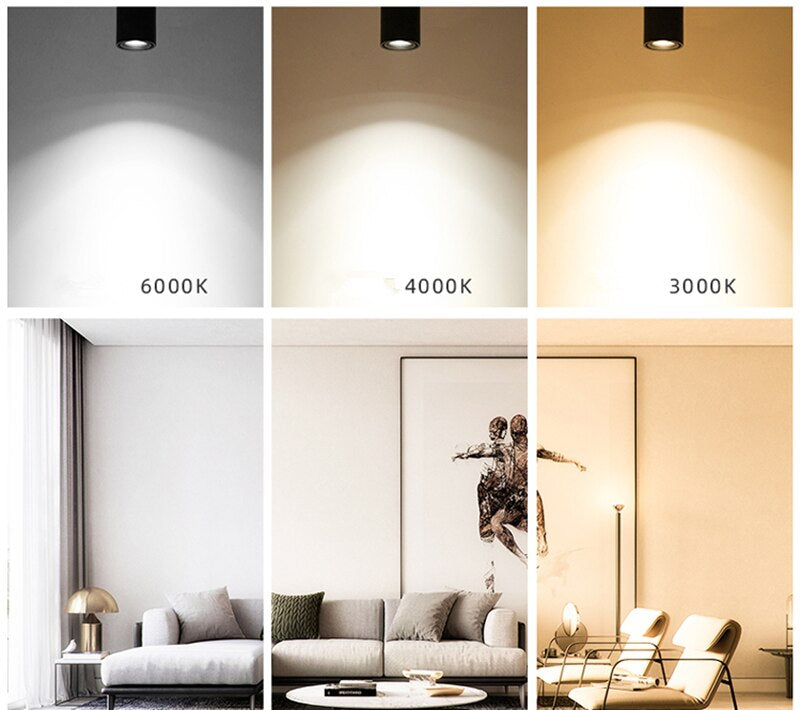 Spotlight mounted on ceiling