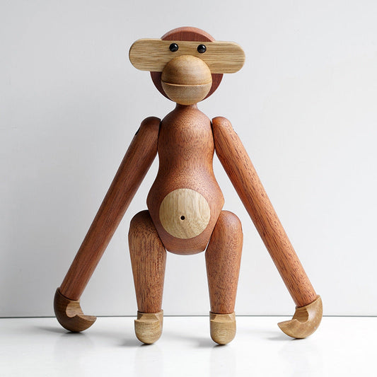 Carved Solid Wood Monkey Ornament