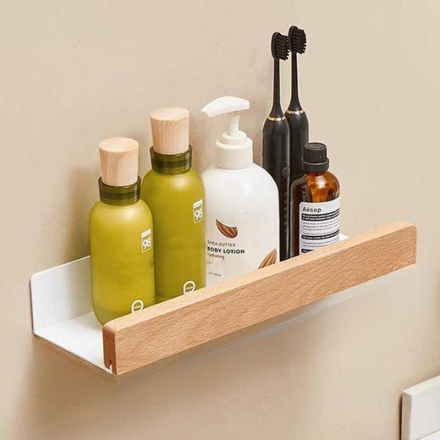 Solid Wood Bathroom Shelf