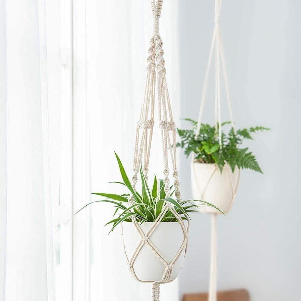 Macrame Plant Hangers, Set of Four