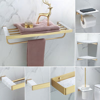 Brass Finish Bathroom Fittings, Marble Inlay