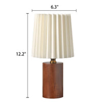 Pleated Column Wood Base Table Lamp 31cm