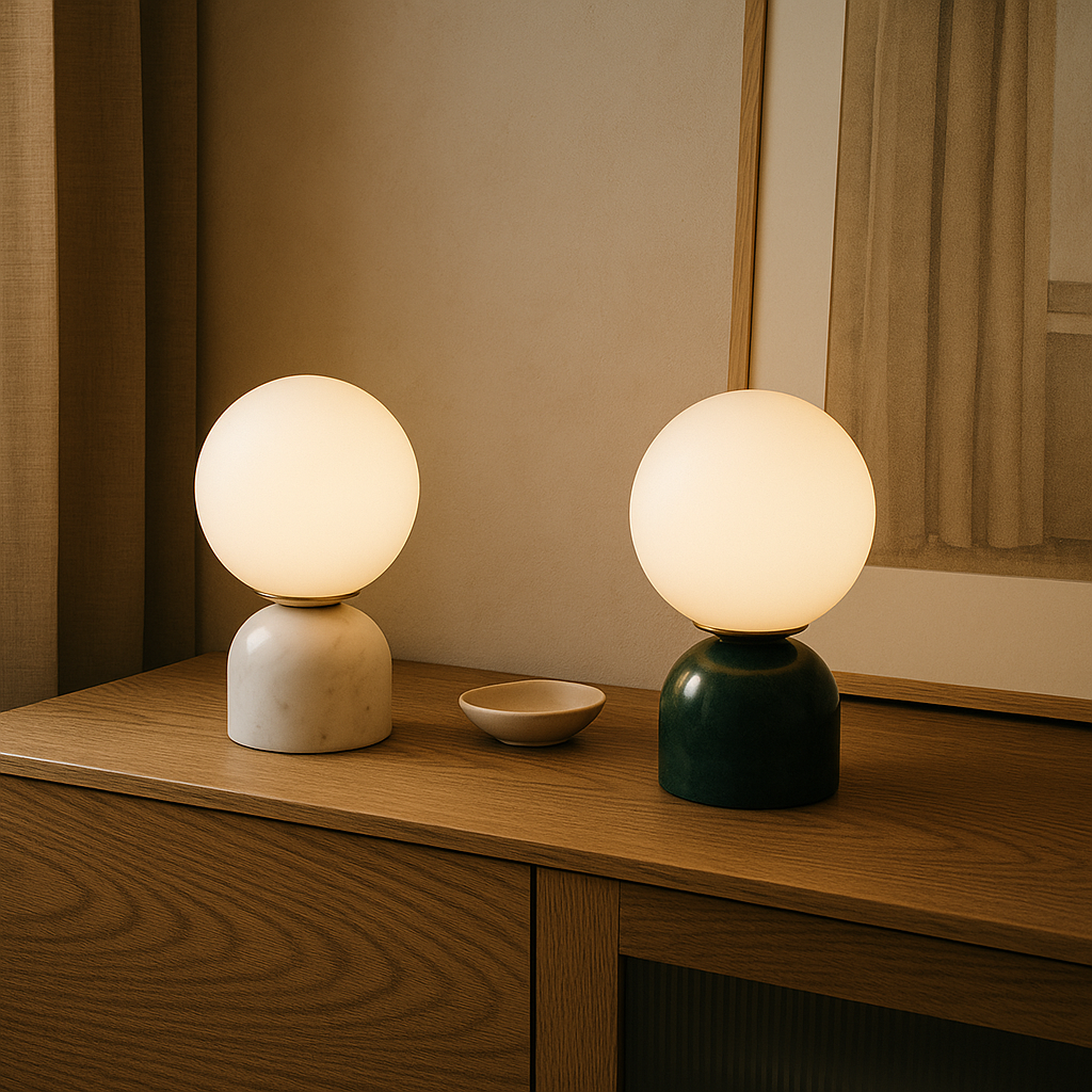 Marble and Glass Table Lamp 23cm
