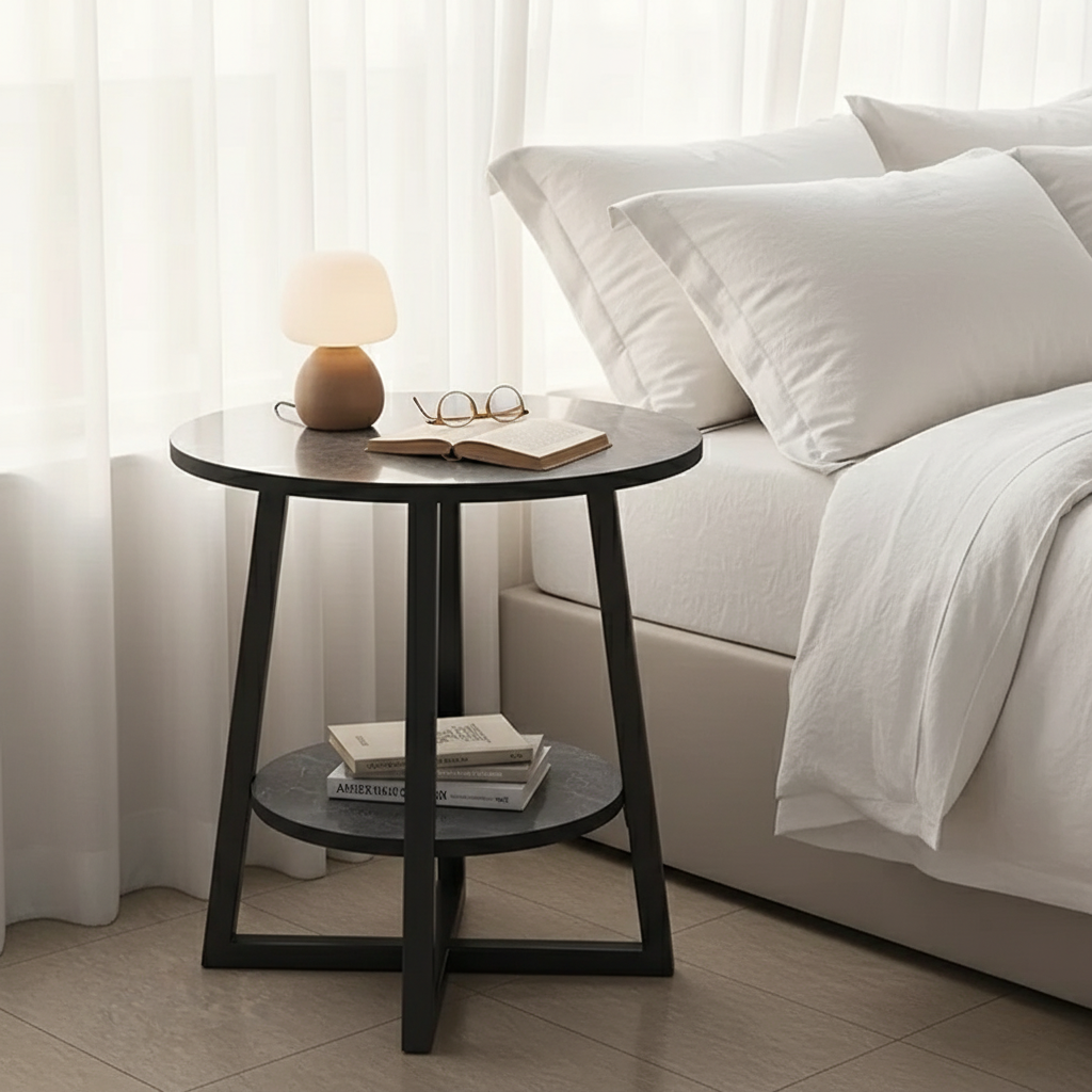 Two-Tier Metal Side Table 40cm