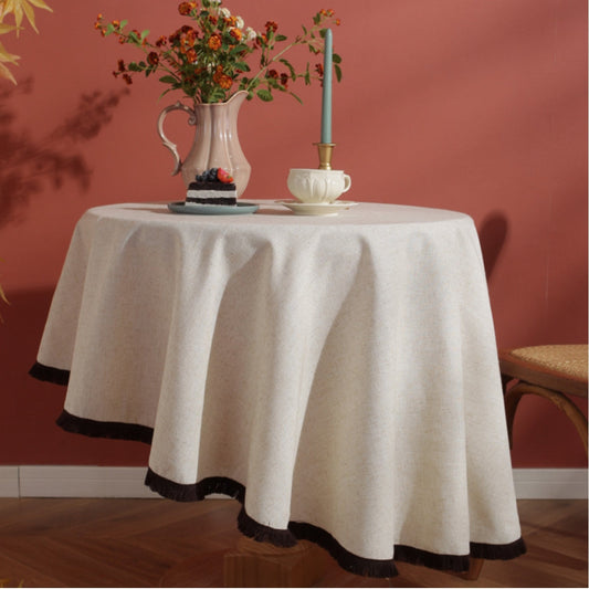 Linen Blend Tassel Tablecloth
