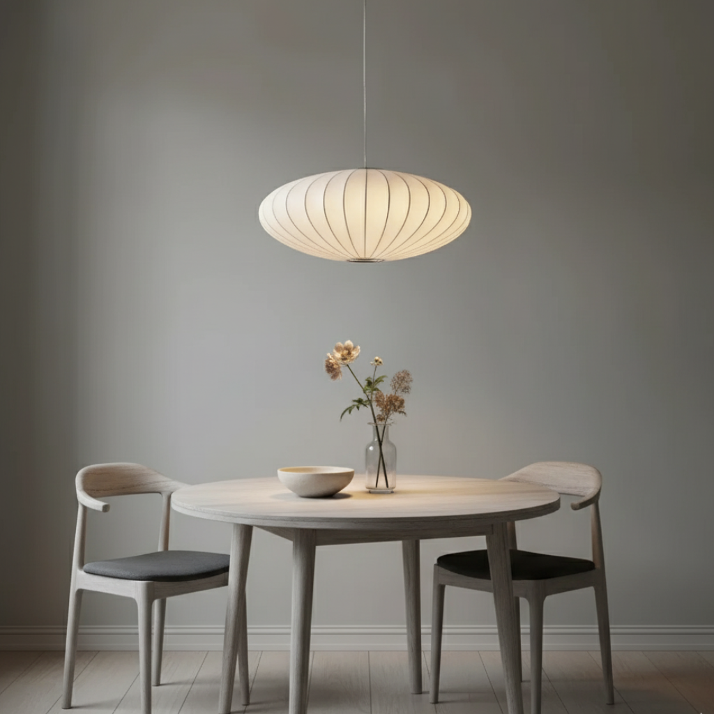 Japandi Knitted Silk Pendant Light