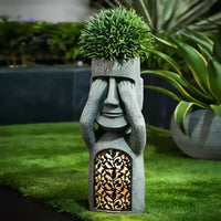 Sculpted Face Solar Planter