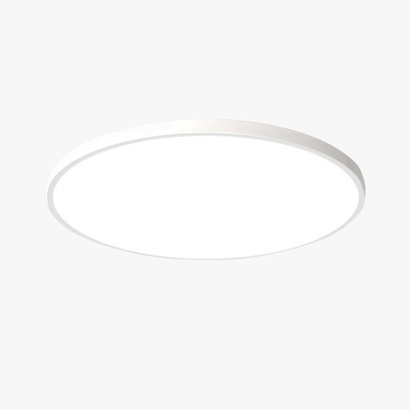 Yano round bathroom ceiling light in white, ultra slim LED flush mount on a plain background