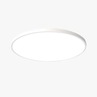 Yano round bathroom ceiling light in white, ultra slim LED flush mount on a plain background