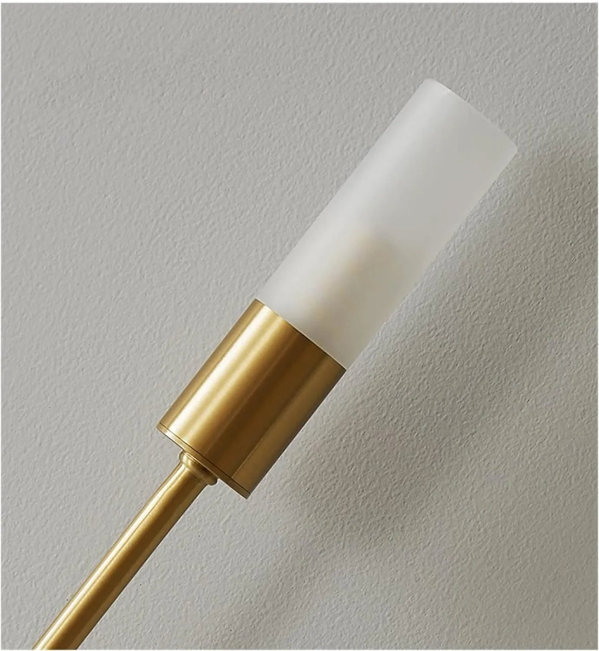 Vano frosted glass tube shade and gold holder detail