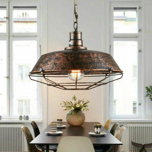 Vorden Copper-Rust Cage Pendant Light