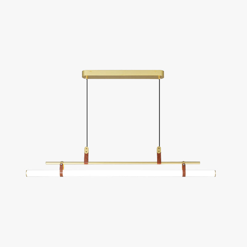 Inaro linear pendant light in gold with a frosted acrylic tube on a plain white background