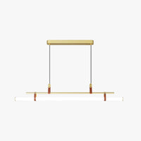 Inaro linear pendant light in gold with a frosted acrylic tube on a plain white background