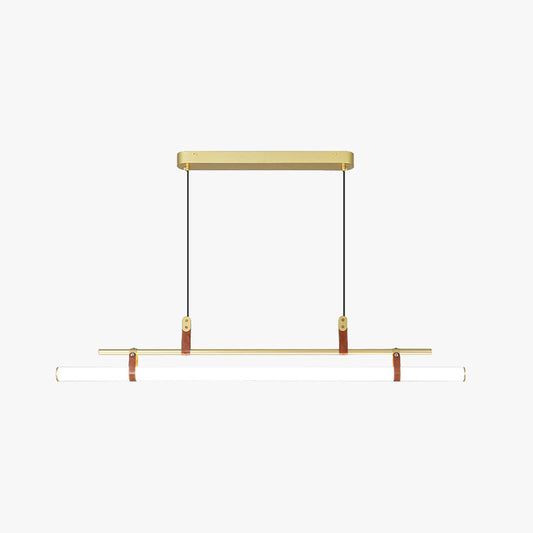 Inaro linear pendant light in gold with a frosted acrylic tube on a plain white background