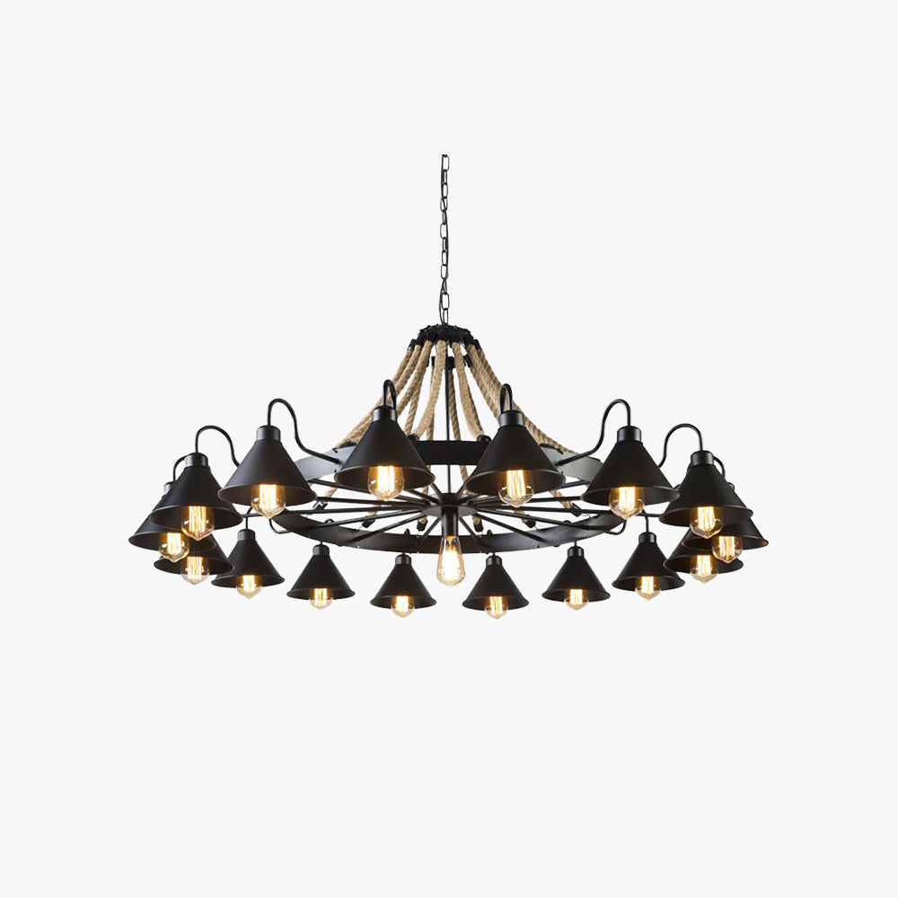 Greyburn Industrial Rope Chandelier 17-light plain background