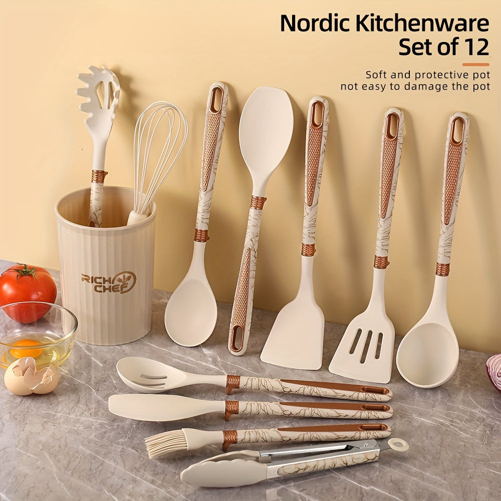 Silicone and Wood Utensil Set, 12 Piece
