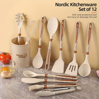 Silicone and Wood Utensil Set, 12 Piece
