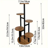 Six-Tier Round Wooden Plant Stand