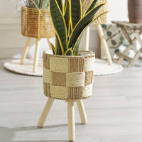 Woven Bamboo Plant Basket Stand