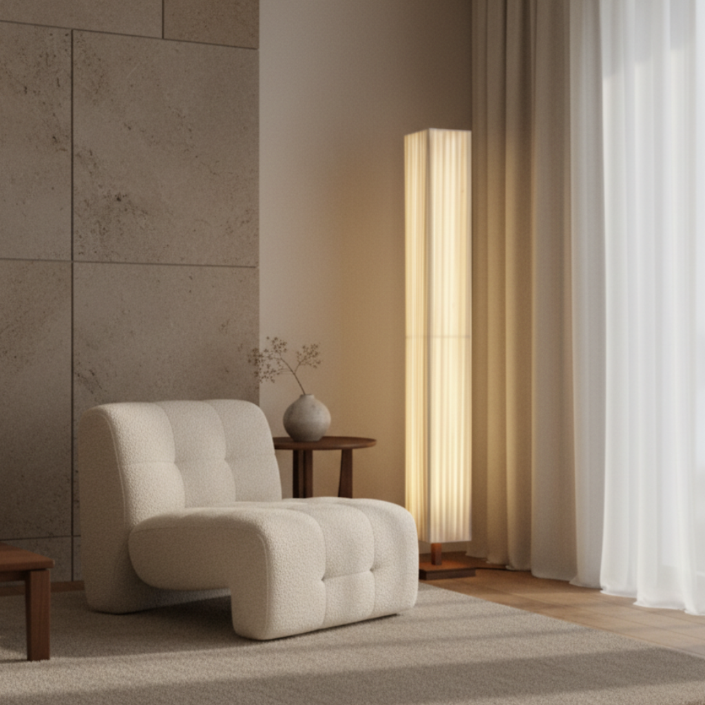 Hikari Walnut Column Floor Lamp 160cm