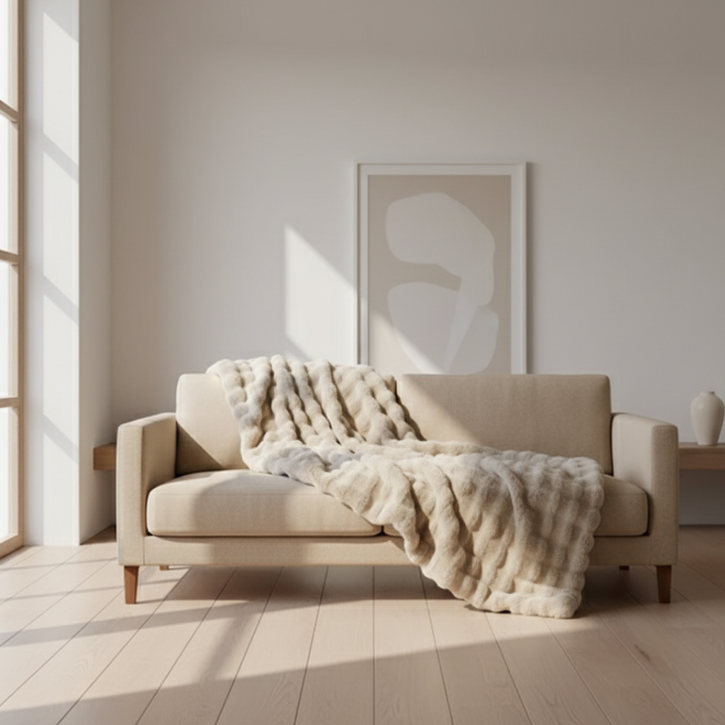 Faux Fur Throw Blanket 127 x 152cm