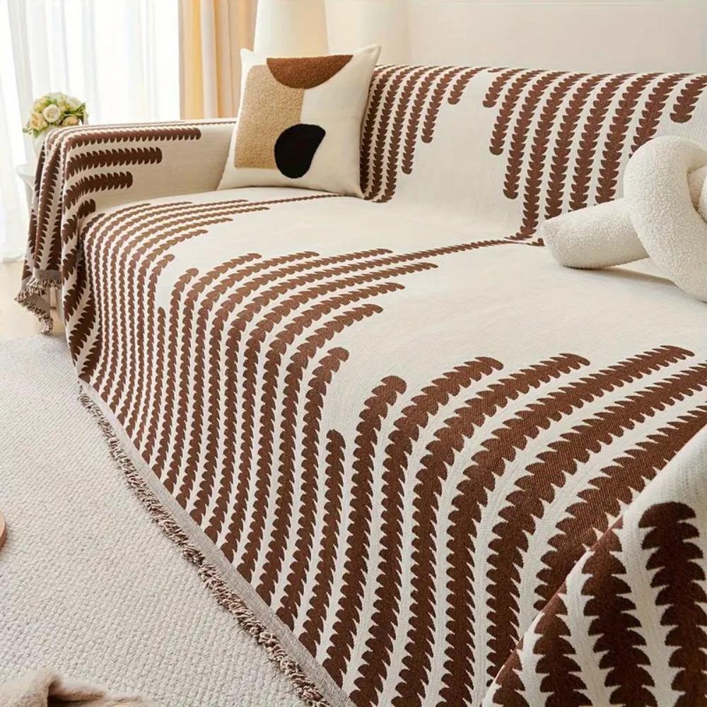 Monochrome Fern Chenille Sofa Cover