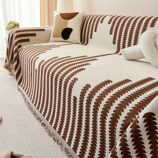 Monochrome Fern Chenille Sofa Cover
