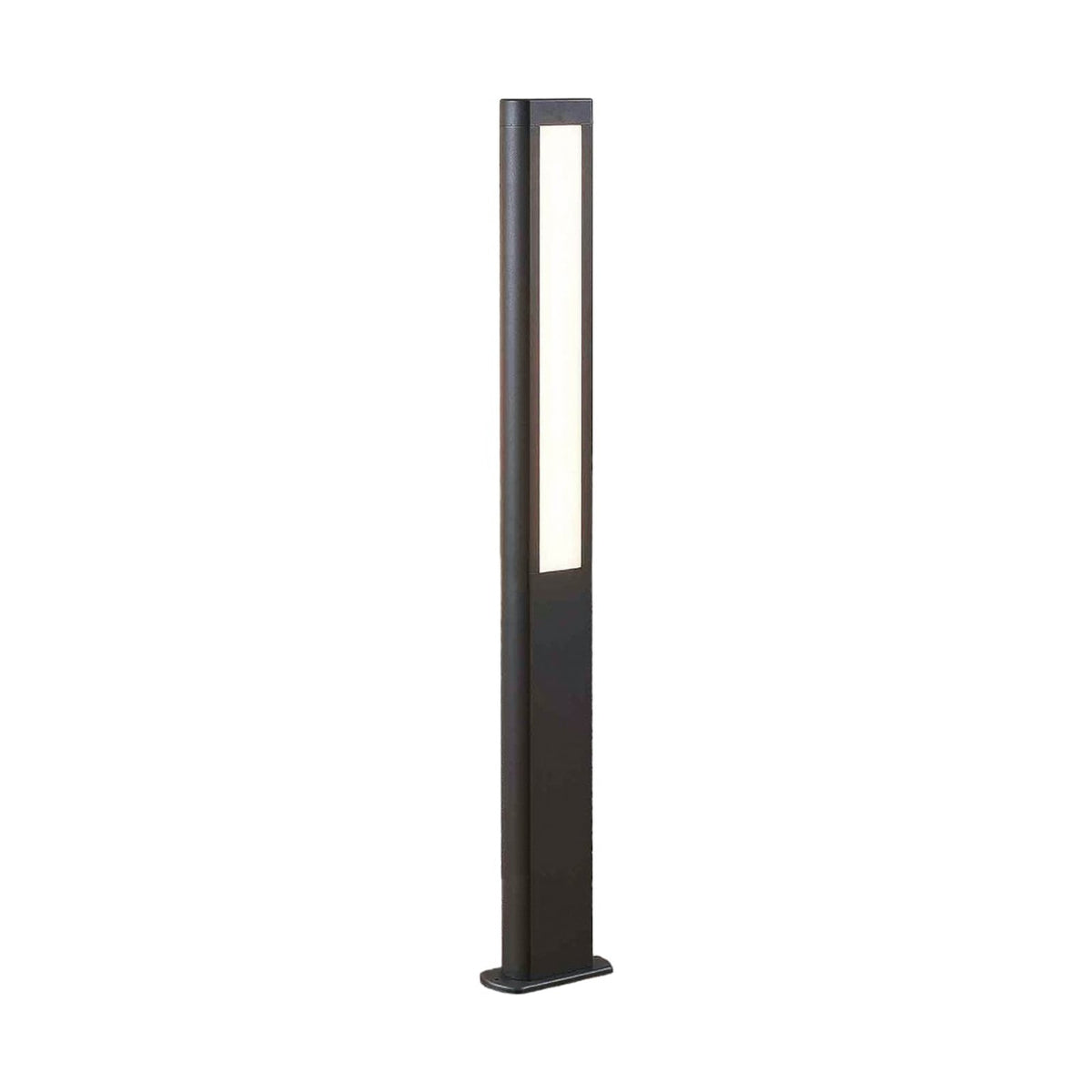 Full length view of the Mairo path light and its ground plate on a plain white background