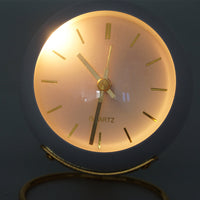 Round Metal and Glass Table Clock 13cm