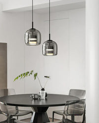 Smoked Glass Pendant Pair