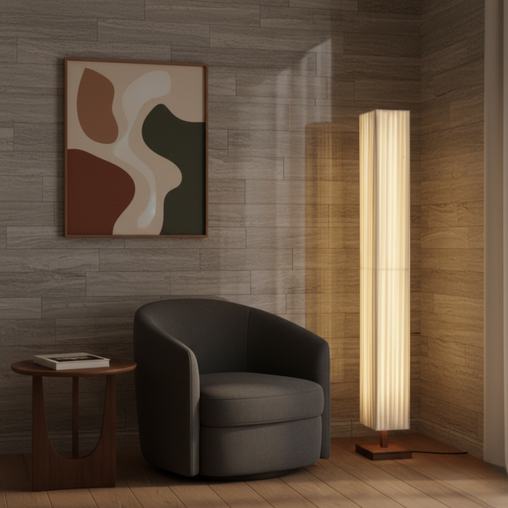 Hikari Walnut Column Floor Lamp 160cm
