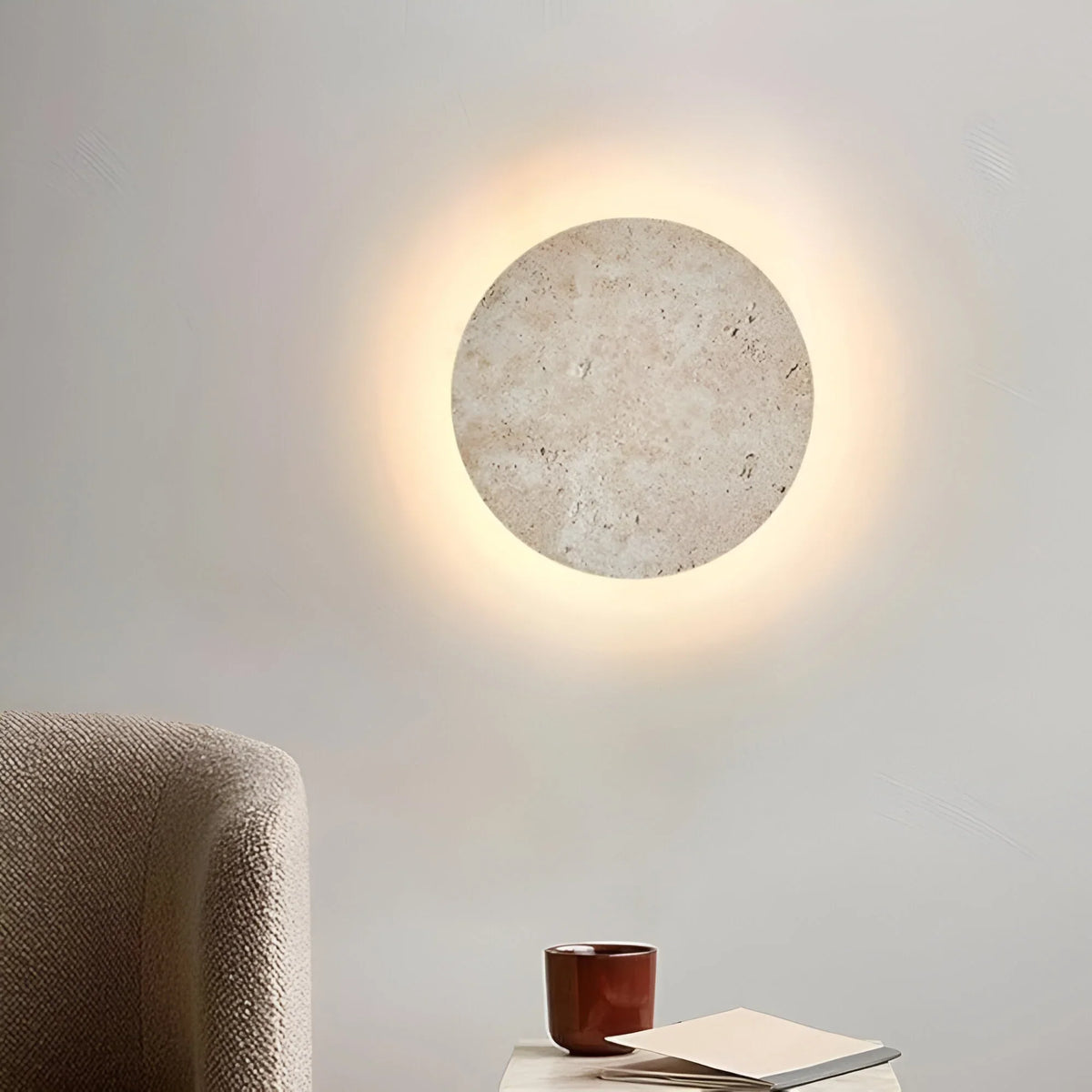 Stone Effect Round Wall Light