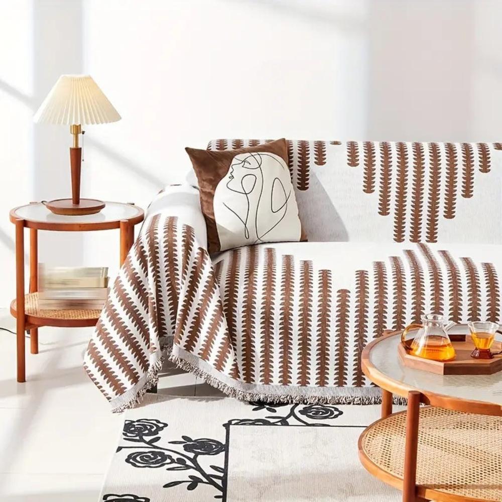 Monochrome Fern Chenille Sofa Cover